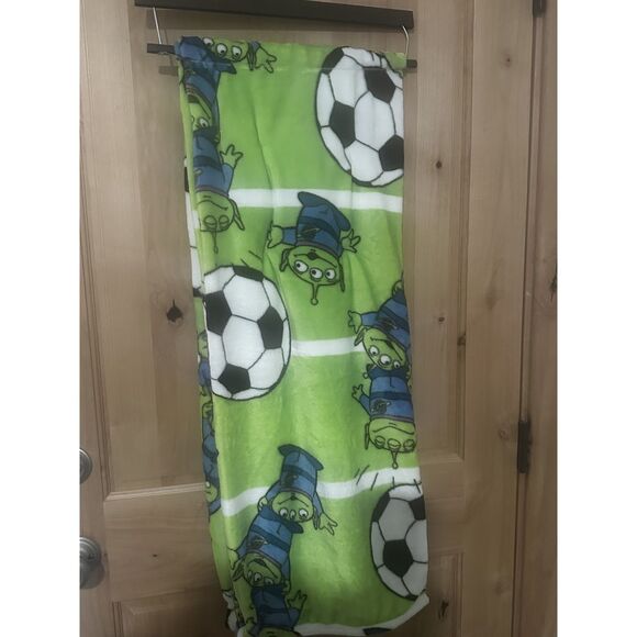 Disney Other - Disney Toy Story Alien Soccer Plush Throw Blanket Green Kids Cozy NWT